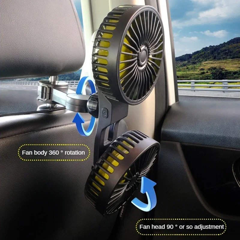Ventilateur de voiture 3 vitesses pour siège arrière, USB, rafraîchisseur d