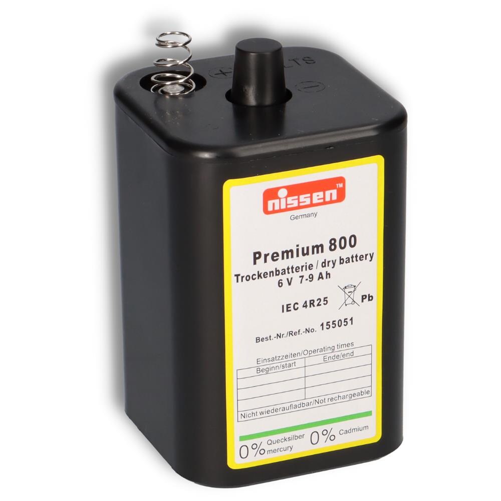 Akkuman Nissen 4R25 Premium 800 - 6V / 7-9Ah Trockenbatterie - ohne Quecksilber und Cadmium Image