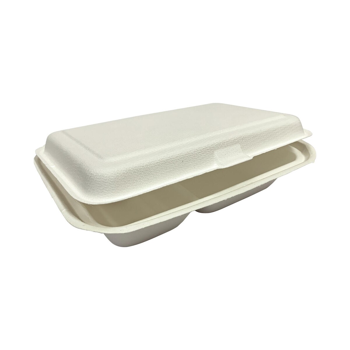 VEPATIM 50x Menüboxen ToGo 251x162x63mm 2-teilig aus Zuckerrohr nature weiß Image