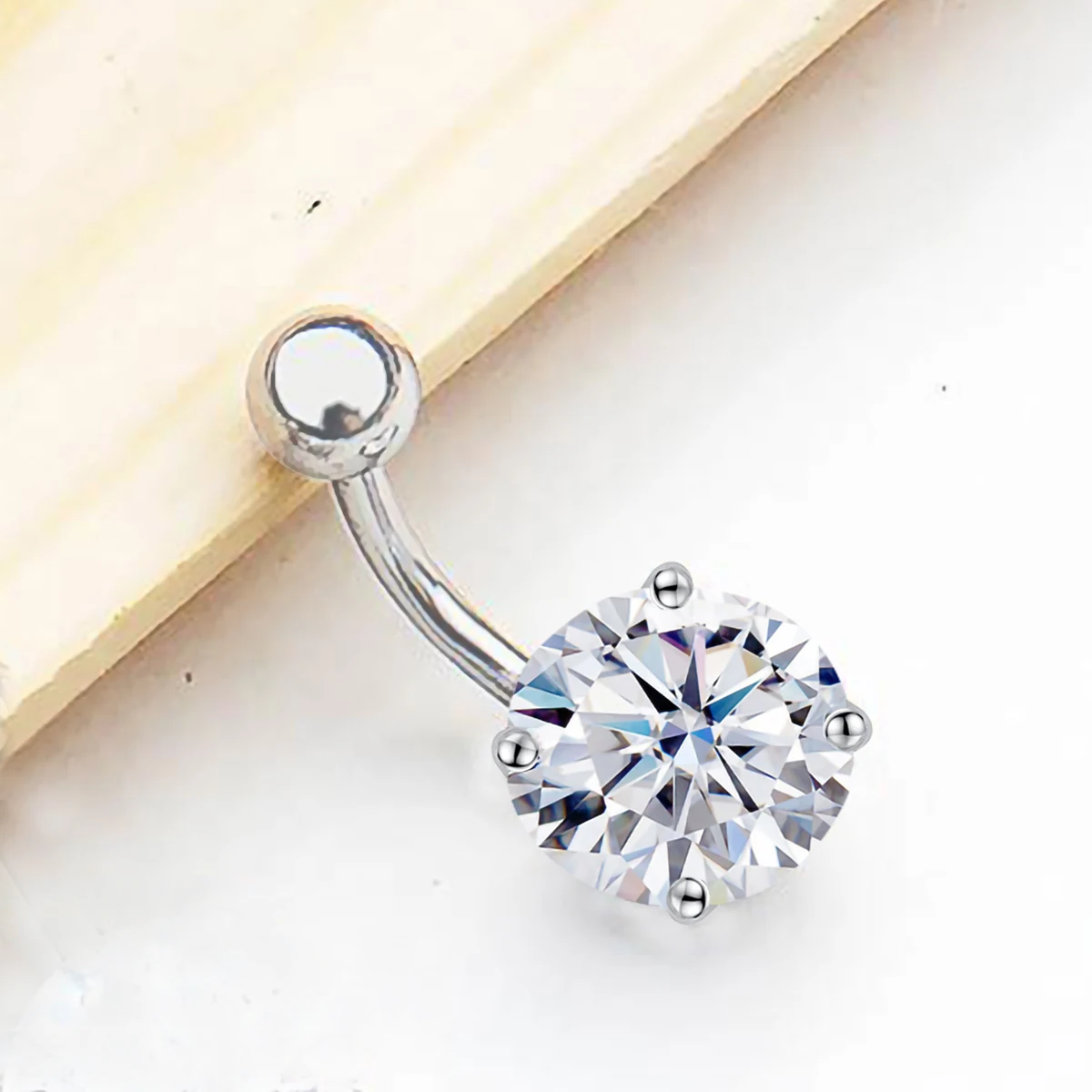 Sexy 0,3 ct bis 3 ct Moissanit Bauchnabelring mit Zertifikat 100 % Silber 925 Nabel Bully Piercing Körperschmuck Luxusgeschenk