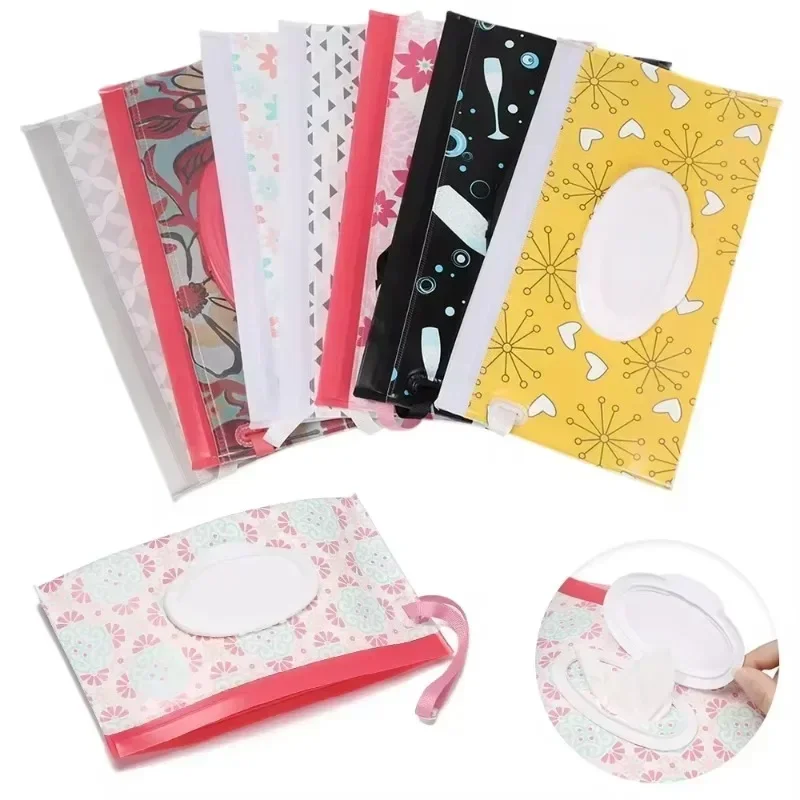 Baby-Feuchttücher-Beutel, EVA-Flip-Cover, Taschentuchbox, niedlicher Schnappriemen, nachfüllbarer Feuchttücherbeutel, tragbar, für den Außenbereich, nützliches Kinderwagen-Zubehör Image