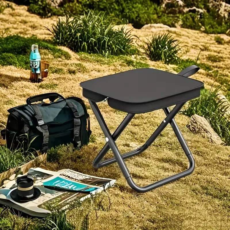 Tragbarer, faltbarer Rucksackhocker, leichter Camping-, Picknick- und Angelstuhl mit Netztasche, Outdoor-Abenteuersitz für Wandern und Reisen Image