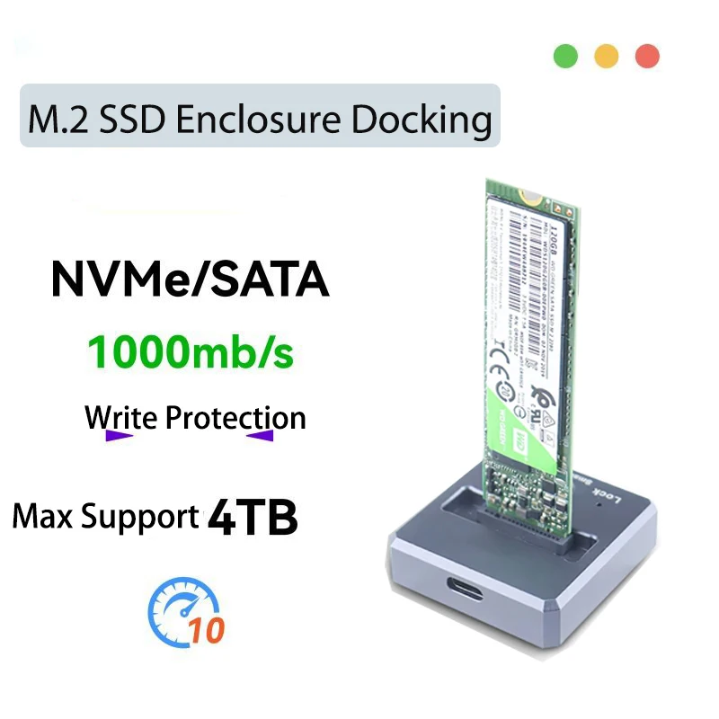 10 Gbit/s M2 SATA NVMe zu USB 3.1 Docking SSD Adapter M.2 Gehäuse JMS583/9210B Chip für 2230 2242 2280 22110 M2 SSD Gehäuse Basis Image