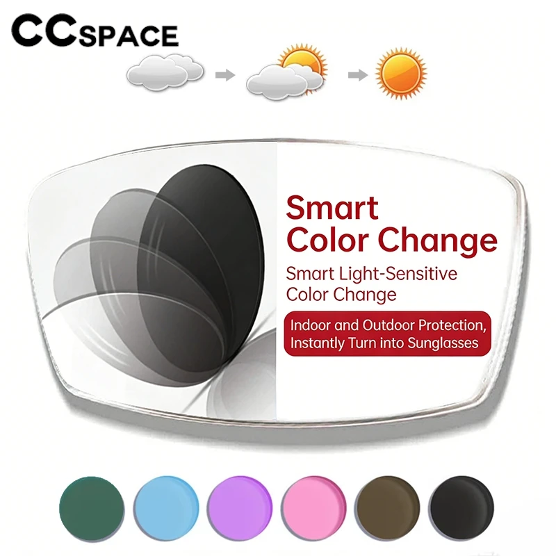 CCspace Multifokale progressive photochrome asphärische Brillengläser aus CR-39-Harz, Myopie, Hyperopie, UV400, Sonnenschutzlinsen