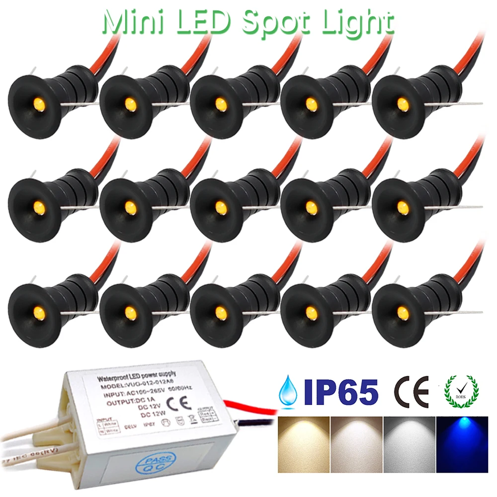 Mini-LED-Spot, 12 V, 0,5 W, Innenscheinwerfer, IP65, 10 mm Ausschnitt, Decken-Downlight für Zuhause, Schlafzimmer, Treppe, Schrank, Spot-Lampe