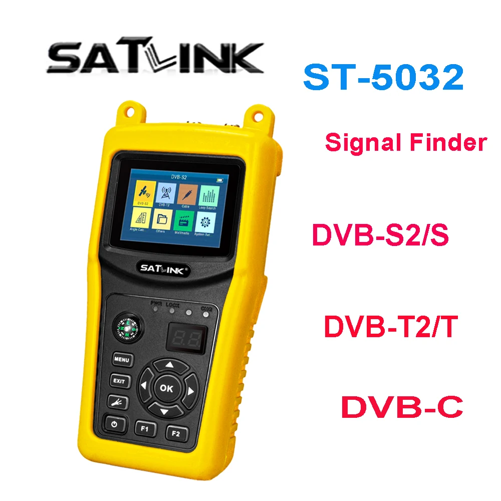 SATLINK ST-5032 Satellitenfinder-Messgerät Unterstützt DVB-S2/S DVB-T2/T DVB-C Kabelsignalfinder Besser als VF-6800P WS-6933 V8 Finder2