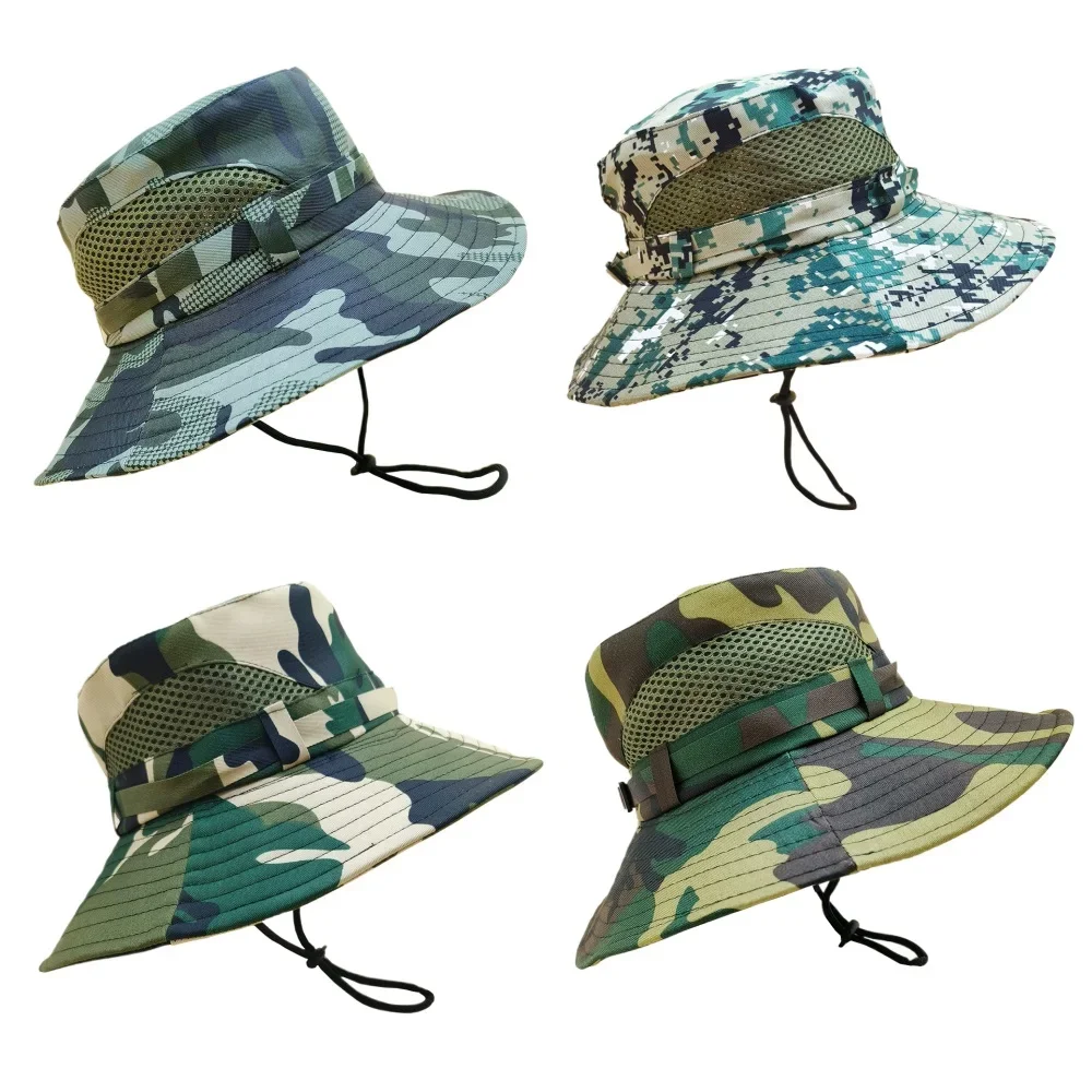 Sommer Baby Sonnenhut für Jungen und Mädchen Outdoor Camouflage Anti UV Reise Hut Herbst Kinder Strand Eimer Kappe Wandern Caps 3-7 Jahre Image