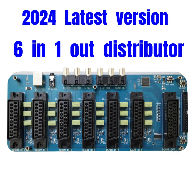 2024 NEUER automatischer Umschalter mit 6 Eingängen und 1 Ausgang, 6-Wege-Eingang SCART (EUR) und 1 Wege-Ausgang (1 * SCART Europäischer Ausgang + 1 RGBS-RCA-Ausgang) Image