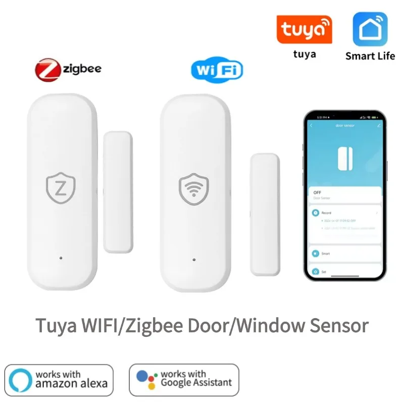 Zigbee WiFi Türsensor Fensterkontakt Öffnen Schließen Hausalarm Smart Life Produkte Tuya App Fernbedienung Kompatibel mit Alexa Image