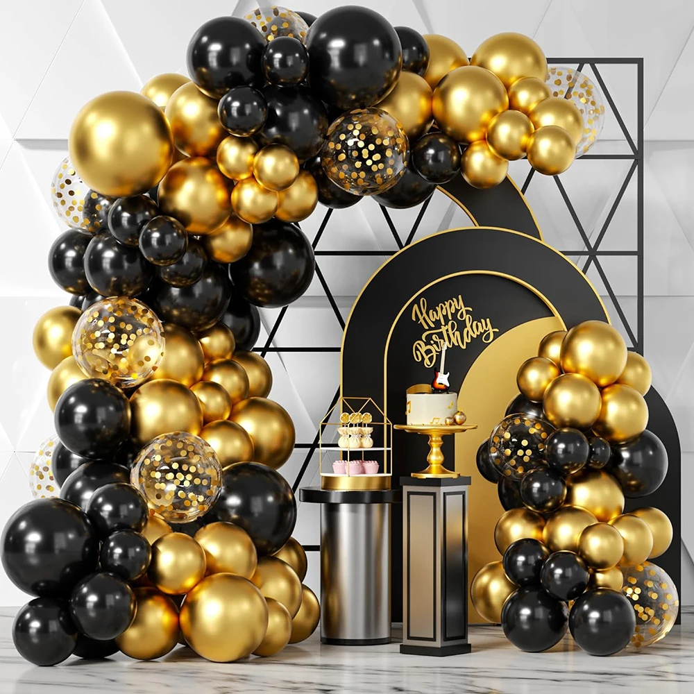 Schwarz Gold Luftballons Girlande Kit Metallic Gold Ballon Bogen Hochzeit Abschluss Dekor Baby Dusche Geburtstag Party Dekoration Globos Image