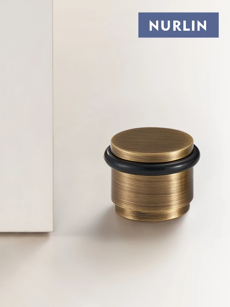 Nurlin Messing Robuster, neuer Struktur-Türstopper für Badezimmer, Innen- und Außentore, mattgoldfarbenes Antik-Bronze-Nickel