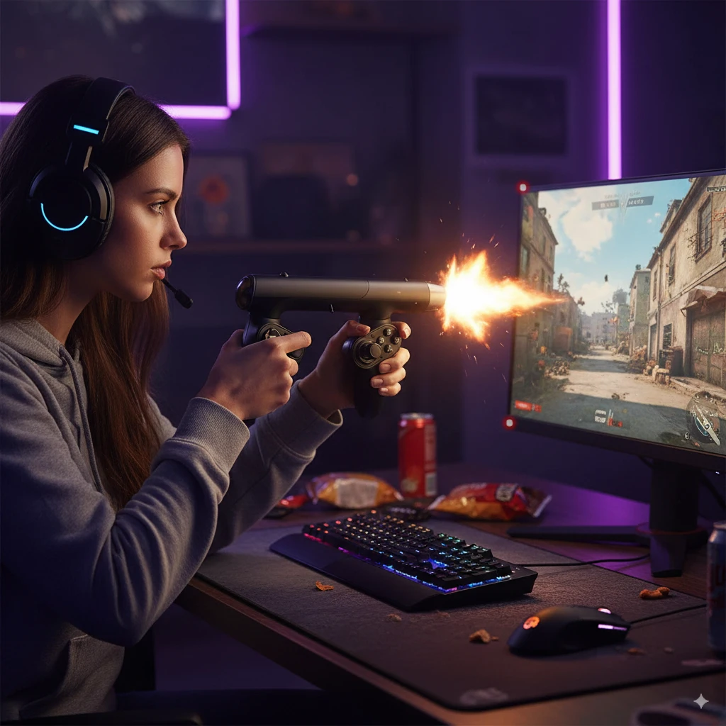 Intelligenter Ausgaben-Sale | XGUN SMG Hybrid-Lichtpistole - Neue 4-Punkt-Positionierung (Keine Kamera Erforderlich) - Gyro-Gamepad-Controller für PC/PS Image