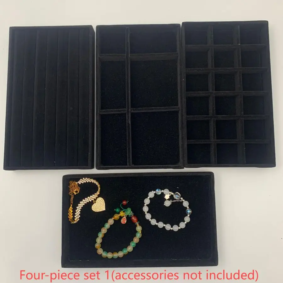 1/2/3/4/5 Stück Samt Schmuck Display Tablett Ohrringe Ring Halskette Organizer Schmuck Aufbewahrungsbox schwarz