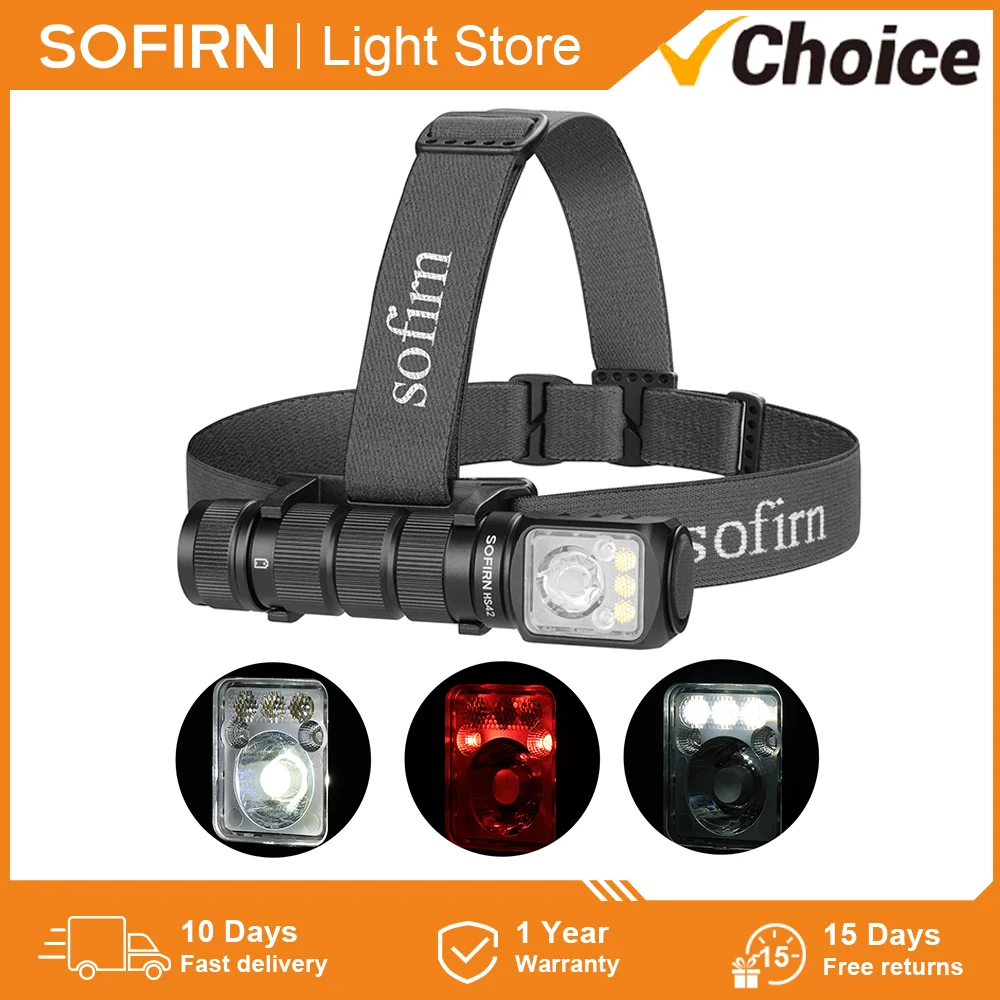 Sofirn HS42 Stirnlampe SST40 18650 USB C wiederaufladbare Taschenlampe 2100 lm 6 LEDs mit rotem Licht Strahler Flutlicht mit Magnetschwanz Image
