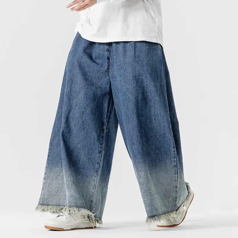 Herbst Winter männer Denim Breite Bein Hosen Hip Hop Lose Gerade Jeans Männer Casual Denim Hosen Streetwear Jean Hosen plus Größe
