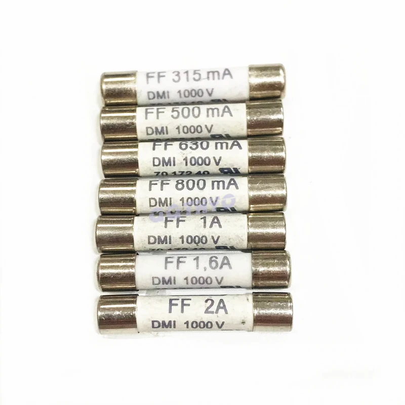 10 Stück Multimeter-Keramiksicherungen 7017240 6,3 x 32 mm FF 315 mA FF500mA FF630mA FF800mA FF1A FF1.6A FF2A DMI 1000 V flinke Sicherung Image
