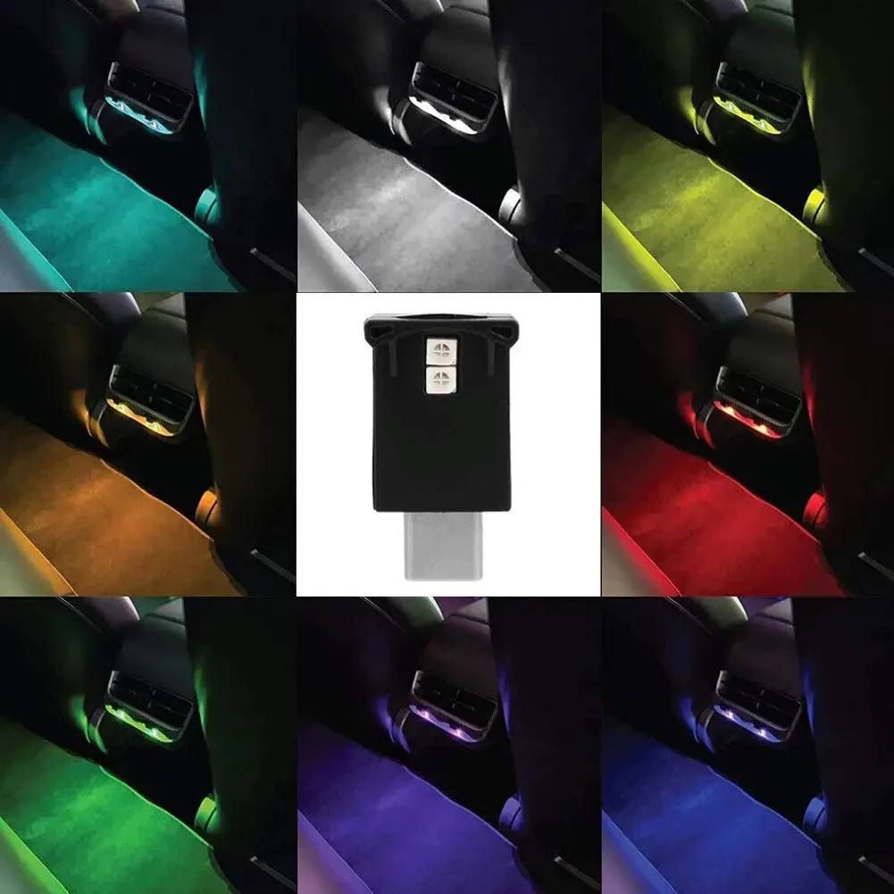 Typ C LED-Umgebungslicht, 8 Farben, RGB, dynamischer Farbverlauf, Helligkeit einstellbar, Auto-Innenraum-Atmosphärenlampe Image