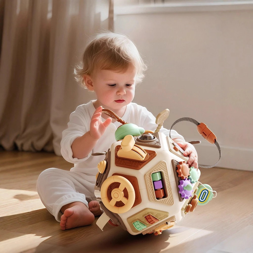 Montessori Baby Beschäftigt Bord Cube Sensorischen Spielzeug Kleinkind Pädagogisches Reise Lock-Box Feinmotorik Lernen Aktivität Spielzeug Image