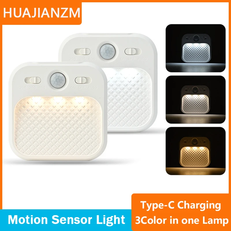 LED Motion Sensor Licht Drahtlose LED Nachtlicht Typ C Wiederaufladbare Nachtlicht Schrank Garderobe Lampe Treppe Für Küche LED