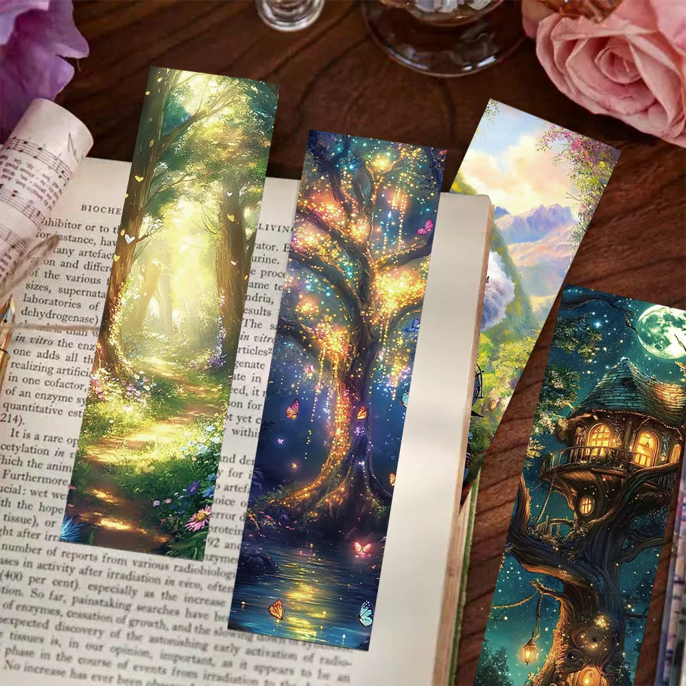 30 Stück nebliger Wald Lesezeichen Fantasy Dekoration Student Lesebücher Seitenmarkierung Bürobedarf DIY Seitenmarkierung Lesezeichen Image