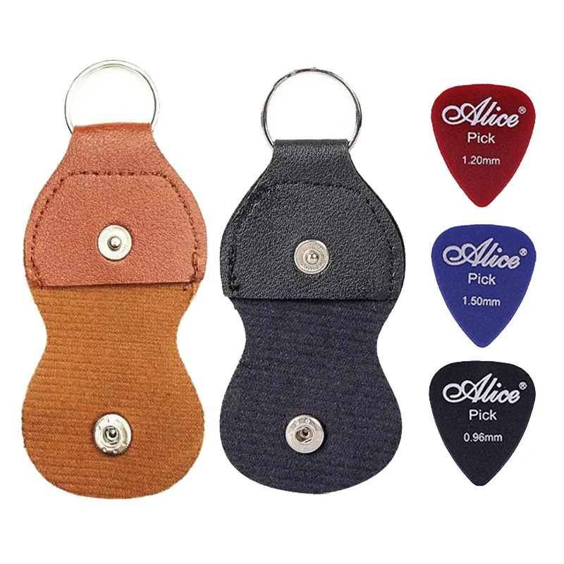  1Pc Leder Guitarra Plektrum Fall Tasche Gitarre Pick Halter Echte Schlüsselbund Form Gitarre Zubehör Lagerung Box Tragbare TMZ Image
