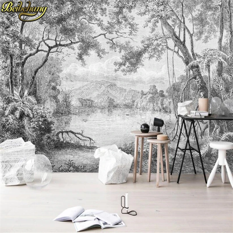 Beibehang nach papel de parede 3D foto tapete wandbild Europäischen retro linien regenwald dschungel TV hintergrund wand dekoration