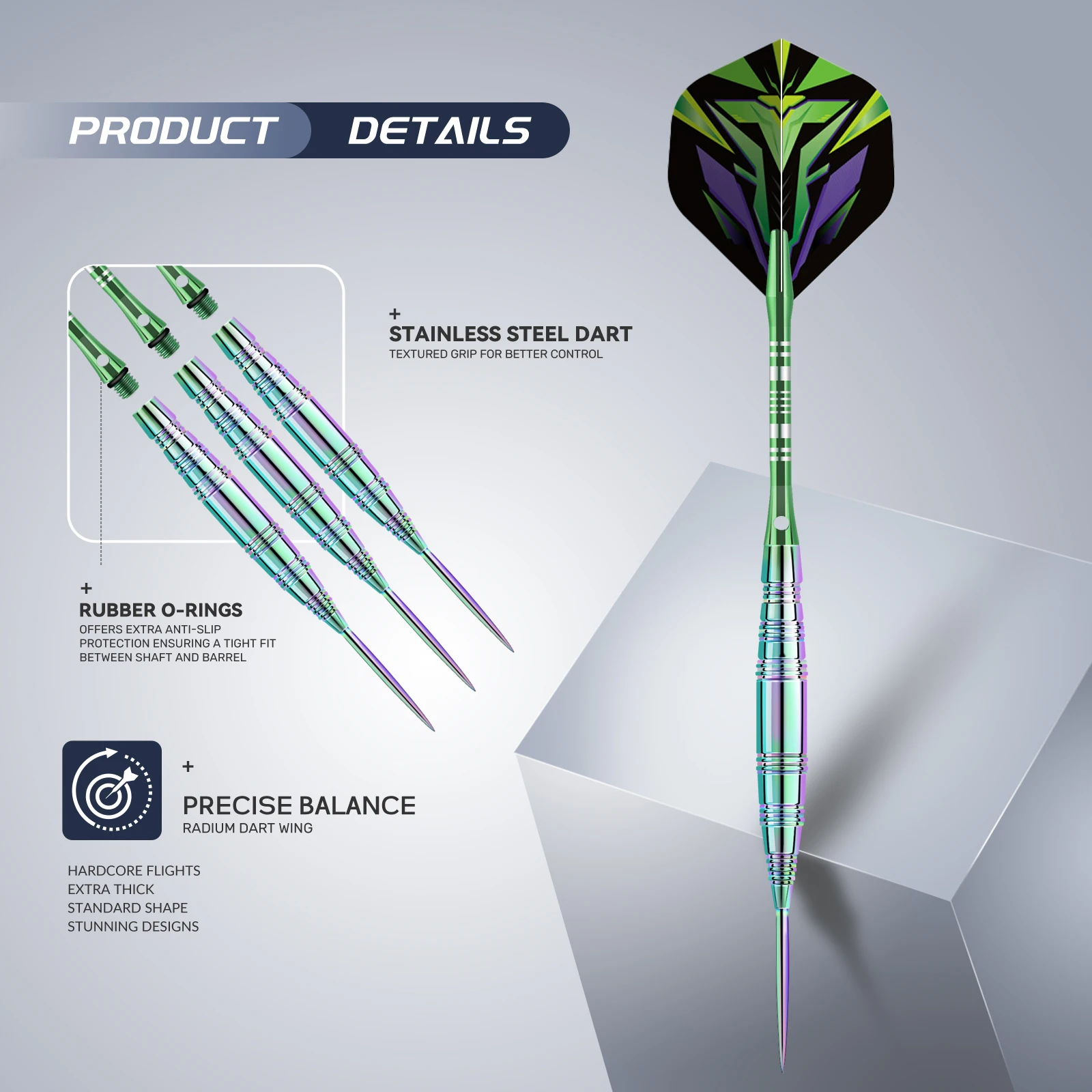 Huanqu Professionelles Edelstahl-Dart-Set, 22 g Darts, buntes Dart-Fass mit zusätzlichen Dart-Flügeln und Schachten, komplettes Zubehör mit Aufbewahrungsbox, tragbares Dart-Set Image