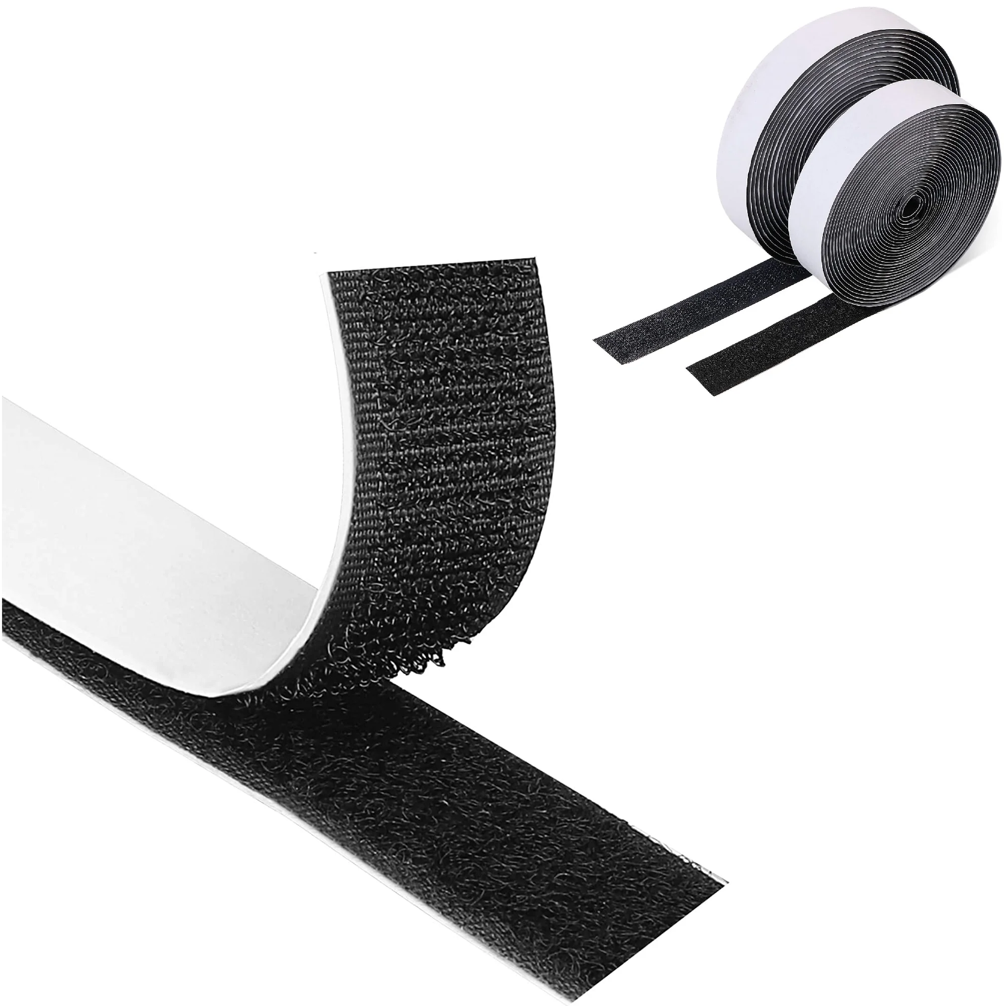 5 Meter magisches Aufkleberband, selbstklebend, extra stark, doppelseitig klebend, mit Aufkleber-Pad, flauschiger Klettverschluss, Schwarz Image