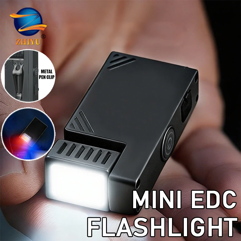 Leistungsstarke Mini COB LED Schlüsselanhänger-Taschenlampe USB-C Wiederaufladbar Hängende Arbeitsleuchte Wasserdicht Schlüsselring Camping Wandern Taschenlampe Image