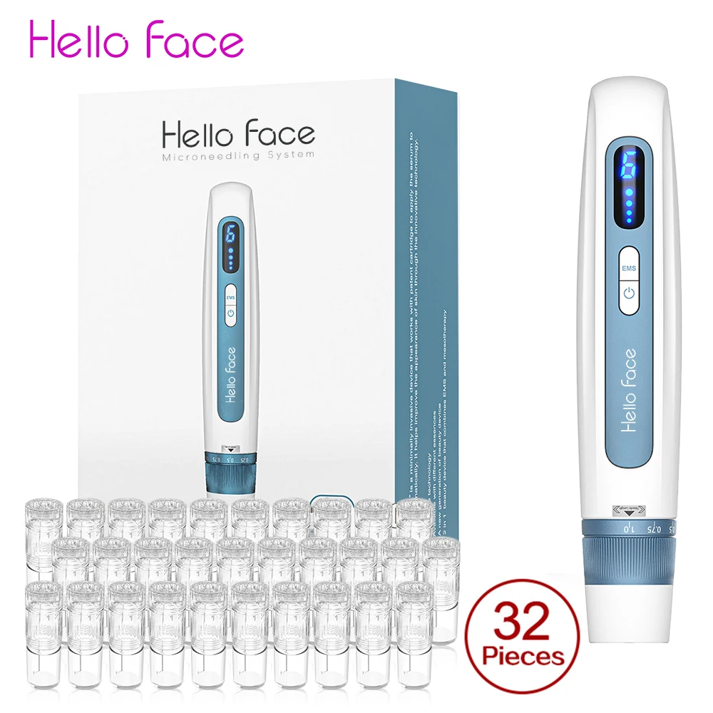 Original professioneller Hello Face H5 Derma-Stift mit 32-teiliger Patrone, Geschenke, Microneedling-Hautpflegemaschine Image