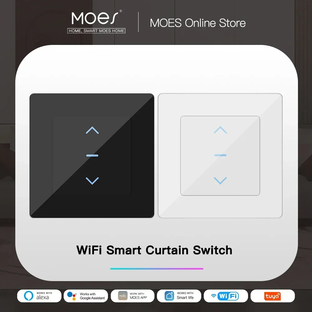 MOES Touch Design WiFi Smart Vorhangschalter für motorisierte Vorhänge und Rollos funktionieren mit der Tuya Smart Life App Alexa Google