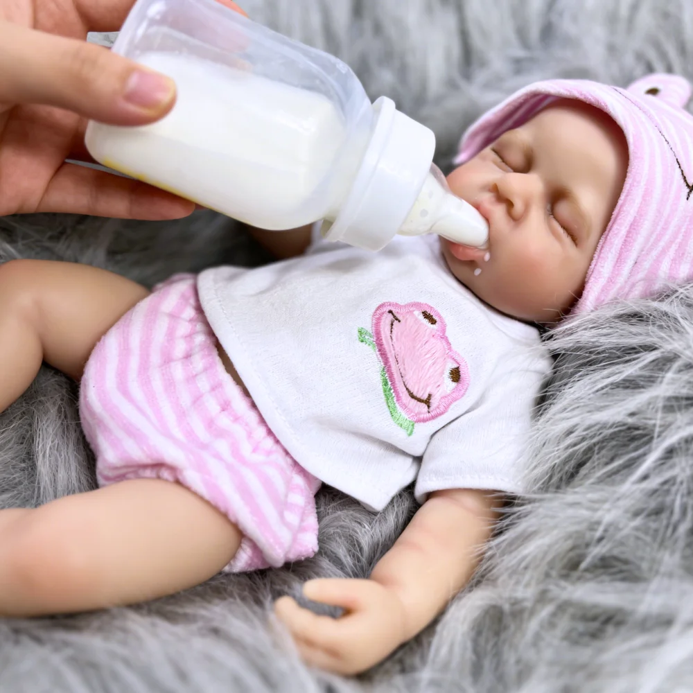 13 Zoll große, handgefertigte Silikonpuppe LouLou, Junge oder Mädchen, mit offenem Mund, weicher Haptik, Neugeborenen-Puppe, als Geburtstags- oder Weihnachtsgeschenk.