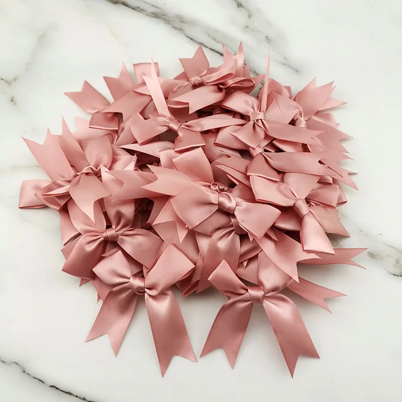 (50 Teile/paket) 85*85mm Frische Rosa Band Bögen Kleine Größe Satin Band Schleife Blume Handwerk Dekoration Handarbeit DIY Party Dekoration