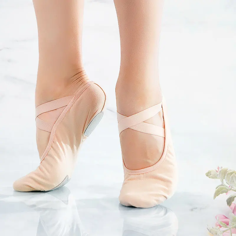 Frauen Ballerinas Schuhe Ballettschuhe für Mädchen Tanzschuh Weiche Mädchen Kinder Ballerina Praxis Tanzschuhe Leinwand Image
