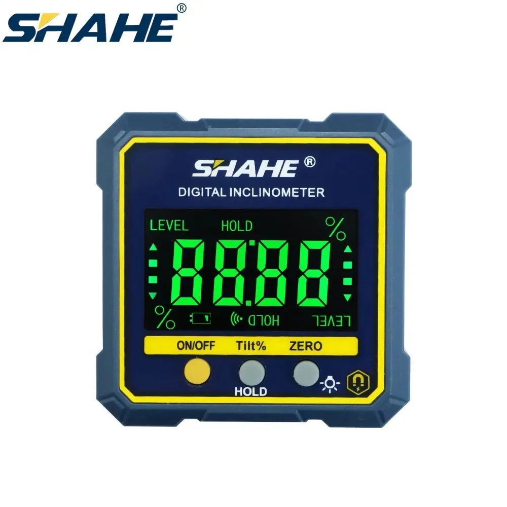 SHAHE Digitales Winkelmessgerät, magnetischer Winkelmesser, Neigungsmesser, Winkelmesser, Winkelwürfel, Wasserwaage mit Magnes und Hintergrundbeleuchtung Image