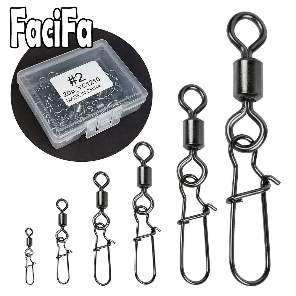 50 Stück Angelverbinder aus Edelstahl mit Stiftlager, Rollwirbel, Snap-in-Box, Angelzubehör für Köderhaken Image
