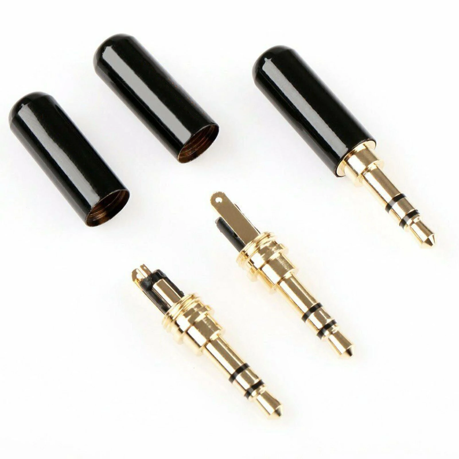 3 Stücke 3,5mm Vergoldet Kupfer Männlich Stereo Mini Jack Stecker Löten Kopfhörer Audio Solder Stecker Image
