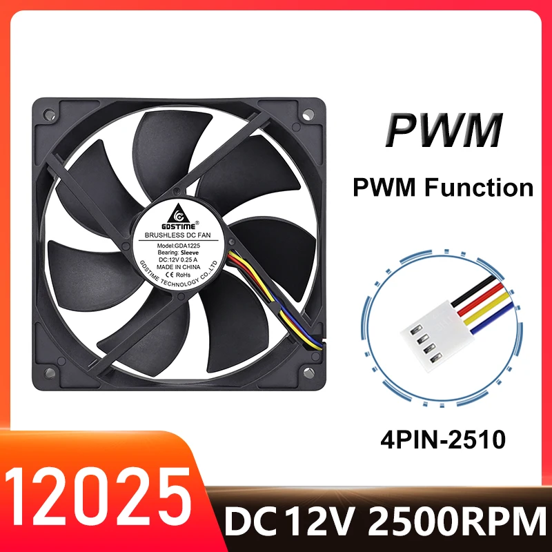 Gdstime 120mm 80mm Lüfter 12V PWM FG 4-Pin 12025 DC Bürstenloser Kühllüfter 40mm Kühler für PC Computergehäuse CPU-Gehäuse Kühlung Image