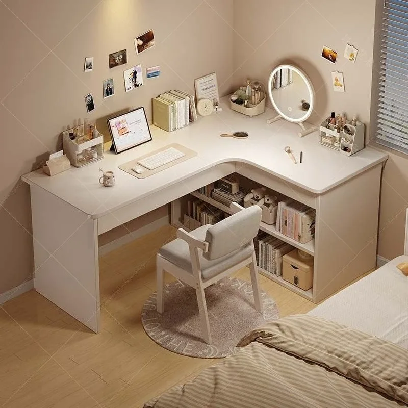 Computertisch, Schreibtisch für Zuhause, Schlafzimmer, Bücherregal, integrierter Schreibtisch für Schüler zum Schreibenlernen, Eck-Multifunktions-Bürotisch