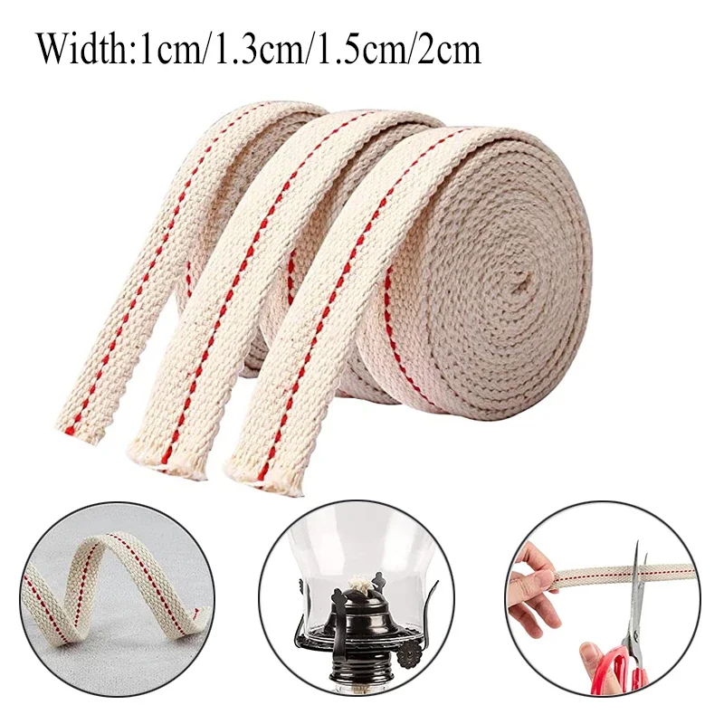 1 Meter/Rolle Kerosinlampe 0,8/1/1,3/1,5/2/2,5 cm Breite Docht für Öllampe geflochtener Baumwolldocht für Kerosinlampe Flachdocht