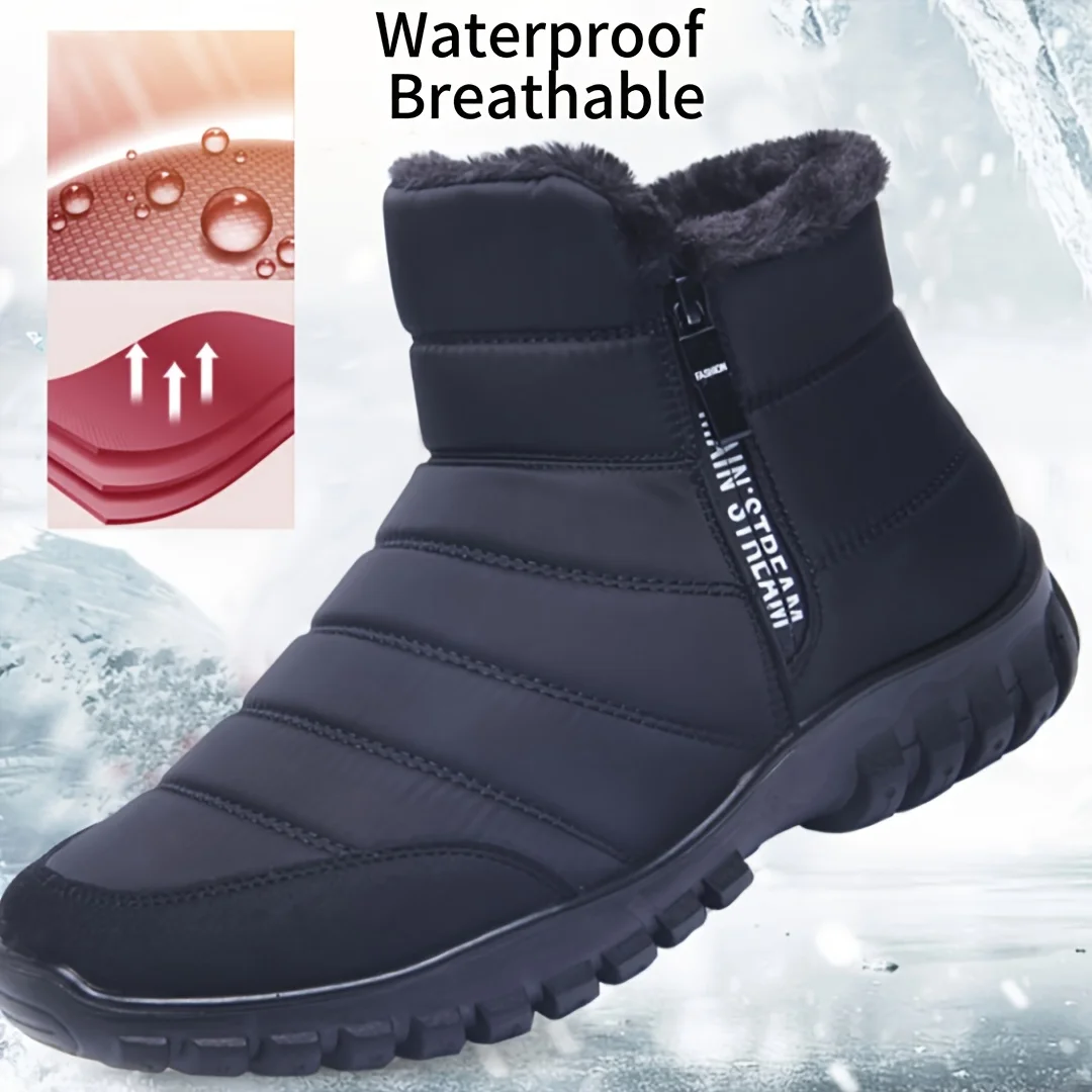 Winterschuhe Herren Turnschuhe Warme Baumwolle Reißverschluss Schnee Stiefeletten, Autumncasual Schuhe Wasserdichte Schneestiefel kostenloser Versand Schuh