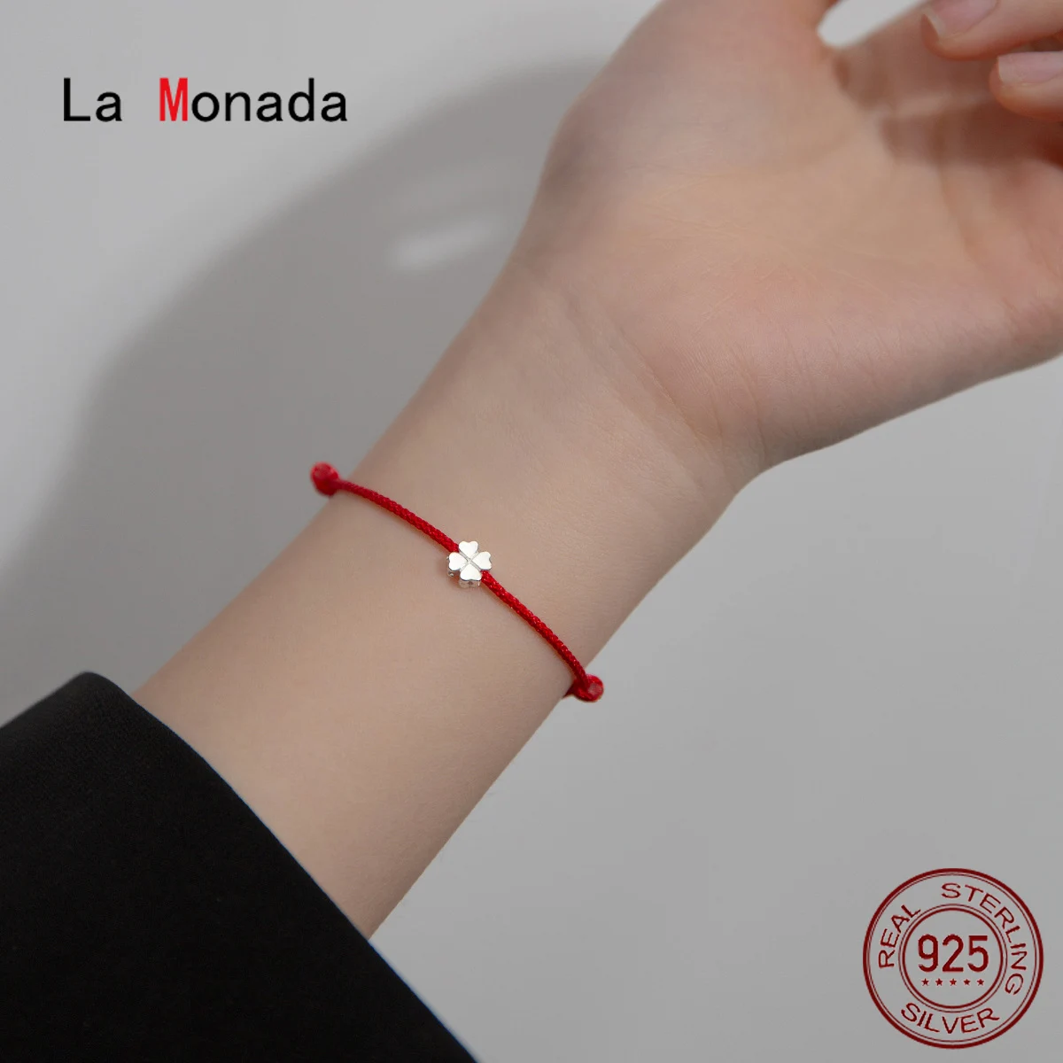La Monada Großhandel 925 Sterling Silber Rote Seil Armbänder Blume Roter Faden Linie String Schmuck Armbänder Für Frauen Student