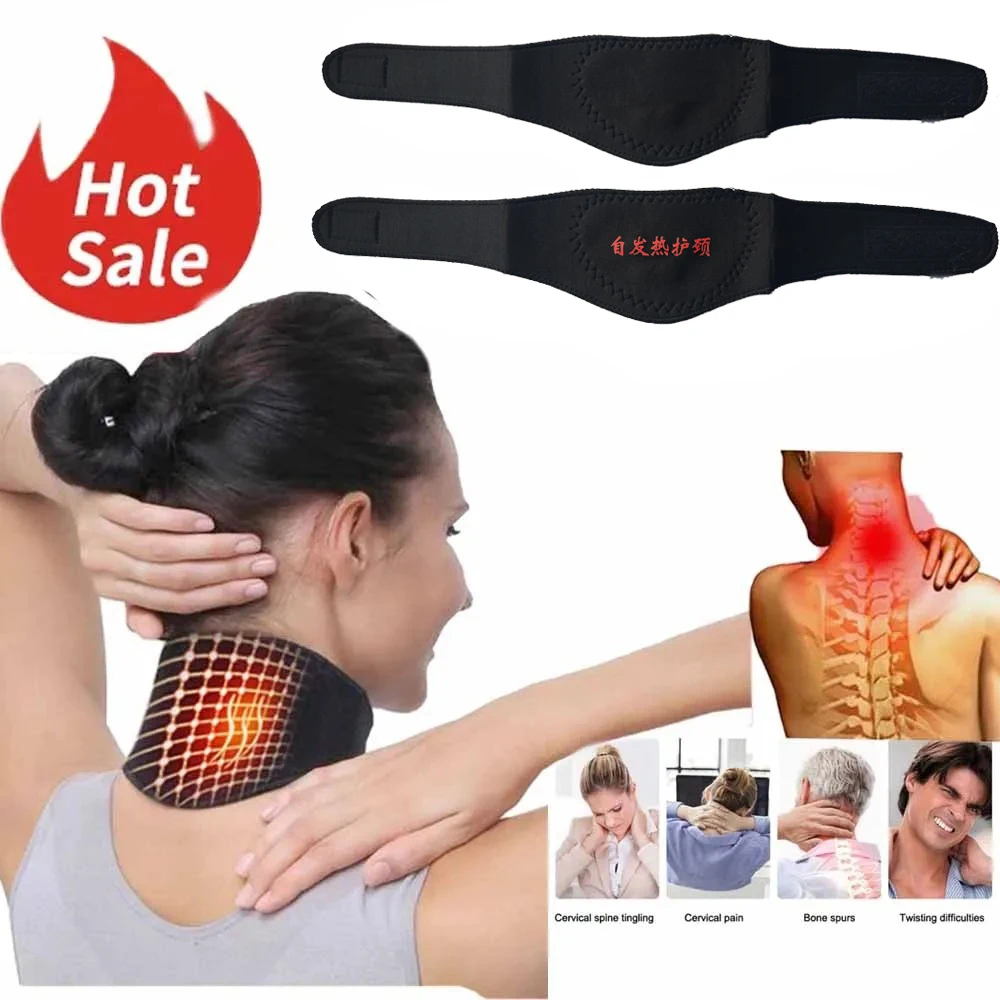 Selbsterhitzende Turmalin Hals Magnetische Therapie Unterstützung Gürtel Schwarz Schützen Band Neck Unterstützung Massage Gesundheit Pflege Image