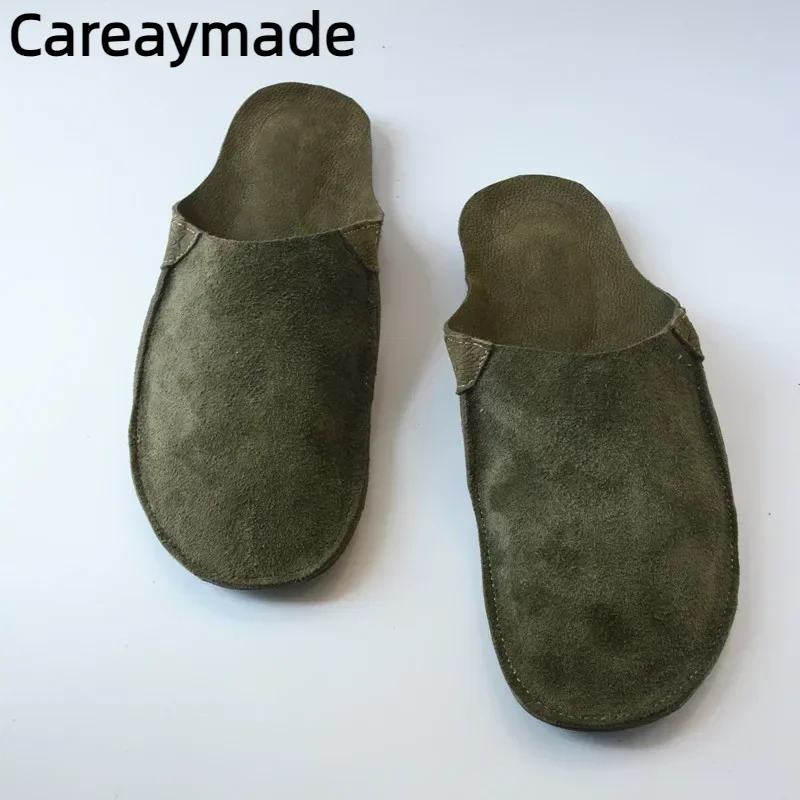 Careaymade-Frau Hausschuhe Echtem Leder Slip auf Damen Flache Schuhe reine handgemachte mann Kuh Wildleder Sommer, 9 farben große größe 35-45