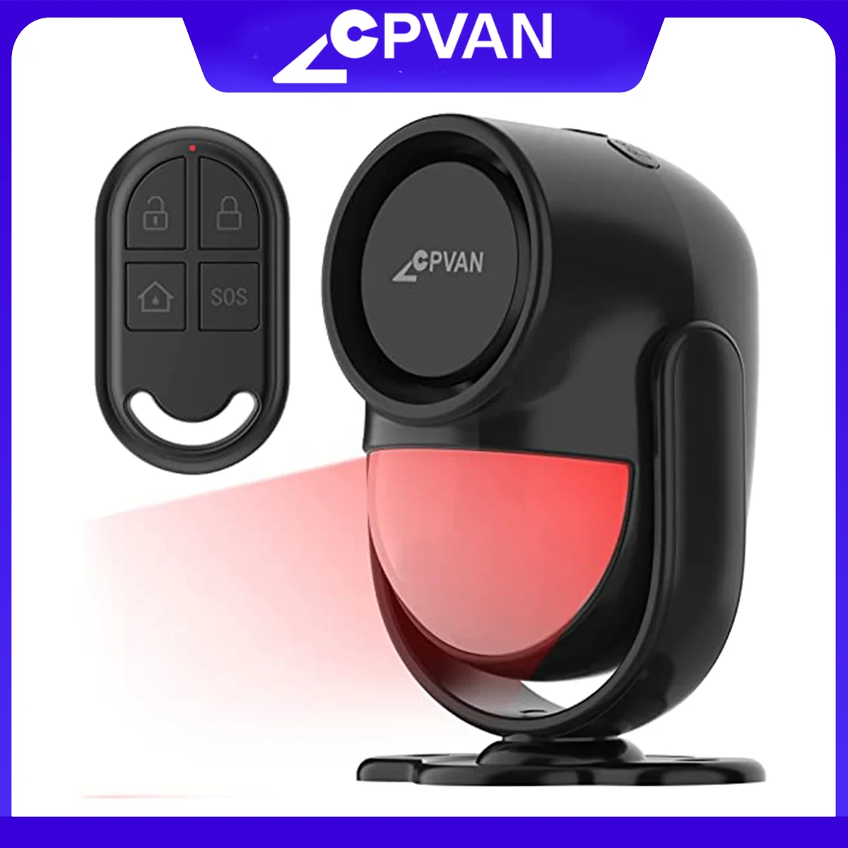 CPVAN Drahtloser 433 MHz Infrarot-Detektor, Bewegungsmelder, Alarm mit Fernbedienung, Heimsicherheit, Einbrecher, Bewegungsmelder, 125 dB Image