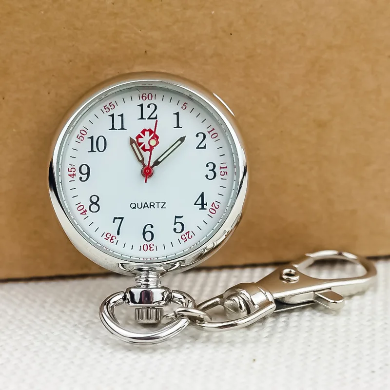 Casual Schmuck Edelstahl Quarz Taschenuhr Ohne Uhr Kette Für Frauen Männer Anhänger Mit Schlüsselbund Krankenschwester Taschenuhr Image