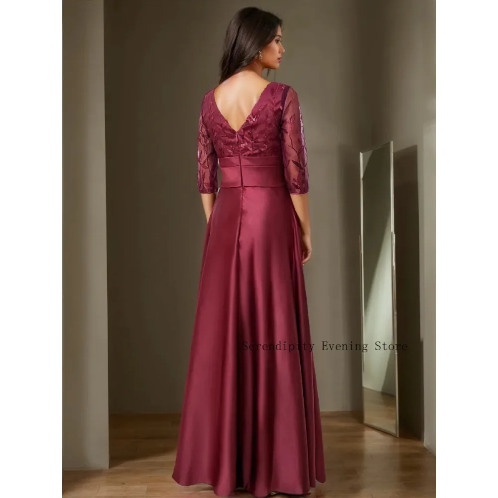 Maßgeschneiderte Perlen-Spitzenkleider für die Brautmutter 2026 für Hochzeiten, Schwarzes A-Linien-Abendkleid, Luxuriöses Formelles Partykleid Image