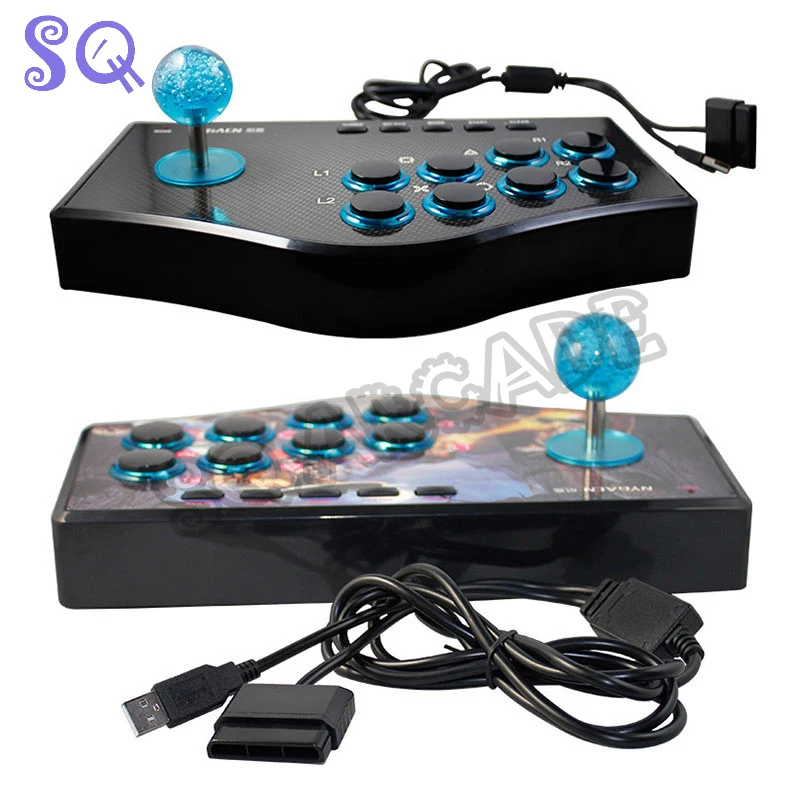 Arcade-USB-Joystick für Android Smart TV und PC/PS2/PS3-Konsole, unterstützt 2 Spieler mit 1,8 Meter Kabel Fight Stick