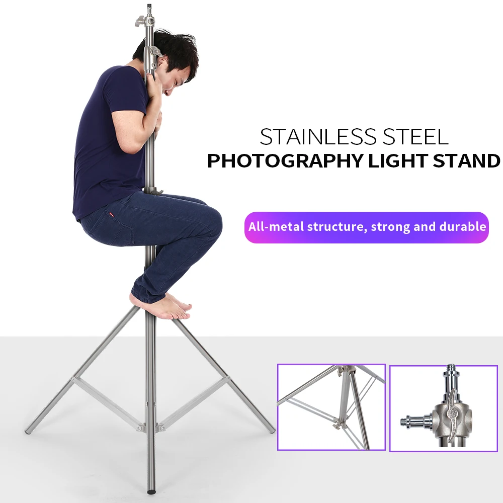 Super Stabiles Edelstahl Großes Stativ 2,8 M Faltbare Beleuchtung Stativ Fotografie Für Füllen Spot Licht Softbox Foto Studio Image