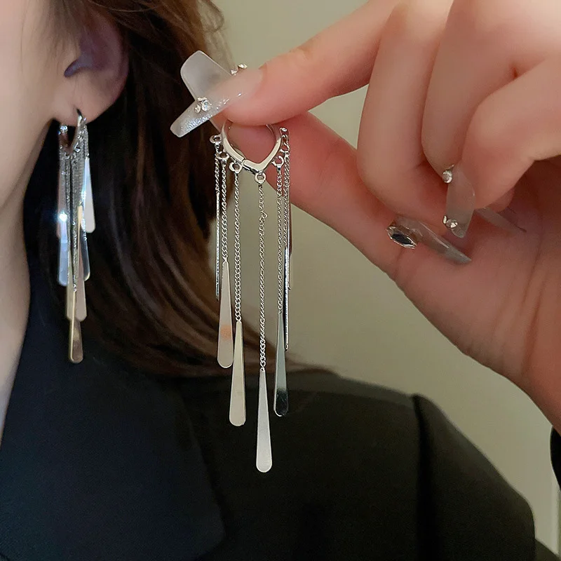 Lange Quasten-Ohrringe aus 925er-Sterlingsilber, luxuriöser Ohrring für Frauen, edler Schmuck, Hochzeit, Party, Geschenke, niedliche Accessoires Image